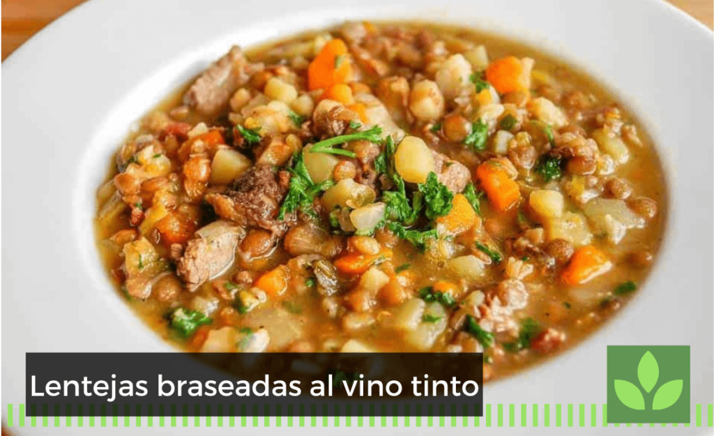 Lentejas braseadas al vino tinto