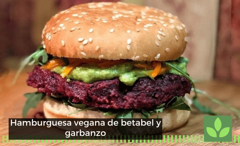 Hamburguesa vegana de betabel y garbanzo
