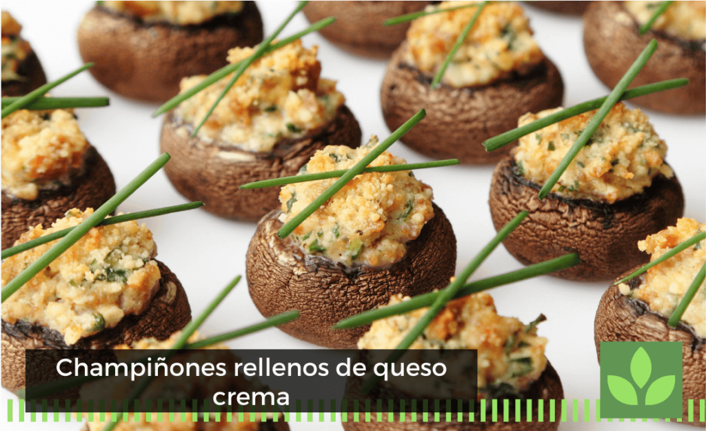 Champiñones rellenos de queso crema