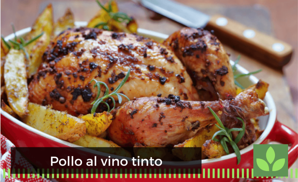 Pollo al vino tinto